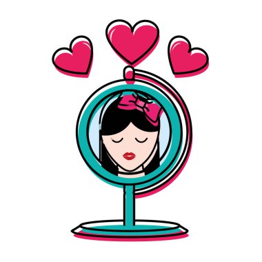 kadın kalp yansıtan renk ayna nesne taşındı