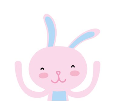 Eller yukarı hayvanla renkli mutlu tavşan