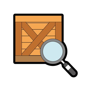 Tasarım kutusu ve lupe teslim nakliye ve lojistik Tema Isolated vektör çizim