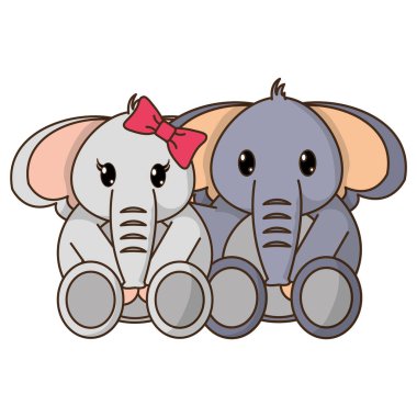 Çift fil sevimli hayvan birlikte