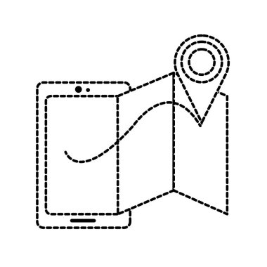 geographyc harita ve konum sembolü ile noktalı şekil smartphone teknoloji