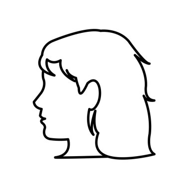 çizgi kontur kadın baş saç modeli tasarımı ile