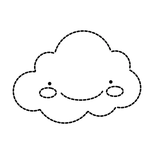 Forma punteada kawaii feliz clima de nubes en el cielo — Archivo Imágenes Vectoriales