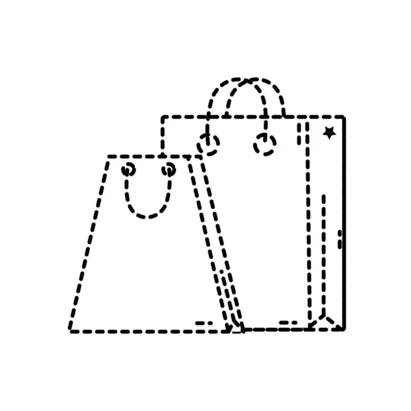 Pointillés forme sacs shopping magasin objet — Image vectorielle