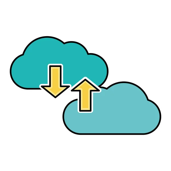 Cloud Computing Technologie Stockage Thème Virtuel Conception Isolée Illustration Vectorielle — Image vectorielle