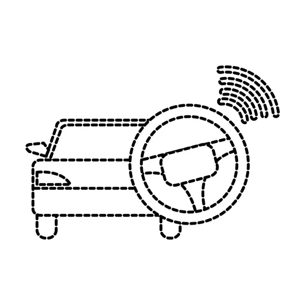 Tečkovaný tvar auto doprava s jednotkou kormidelního kola — Stockový vektor