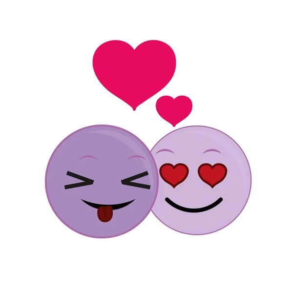 Coppia emoji espressione divertente e innamorata — Vettoriale Stock