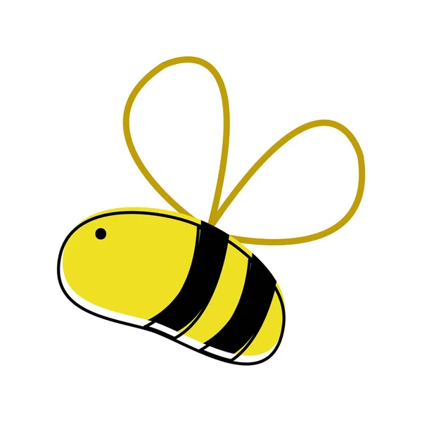 Ligne couleur mignon abeille insecte animal volant — Image vectorielle