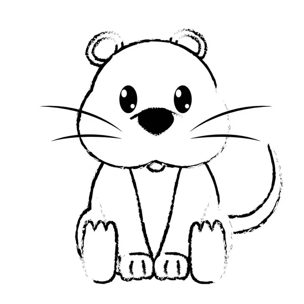 Grunge mouse karakter binatang liar lucu - Stok Vektor