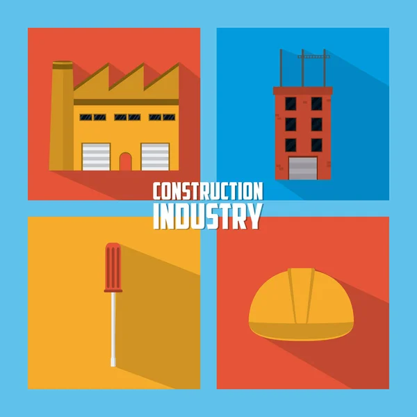 Conjunto Iconos Cuadrados Construcción Colección Vector Ilustración Diseño Gráfico — Vector de stock