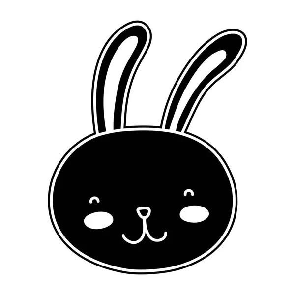 Silhouet gelukkig konijn hoofd dierlijk beeldverhaal — Stockvector