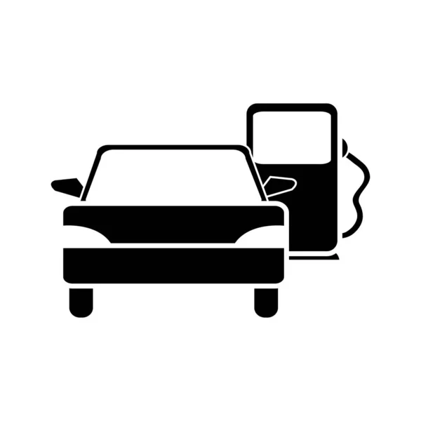 Silueta transporte de vehículos en la gasolinera combustible — Vector de stock