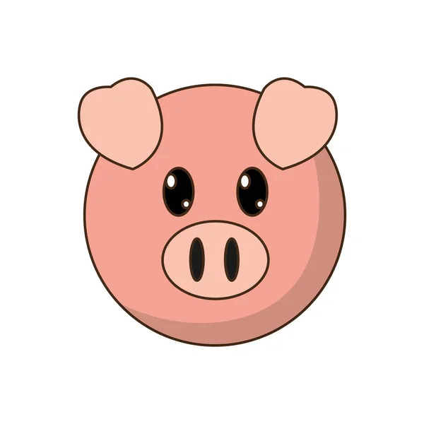 Pig head cute animal character — Stock Vector