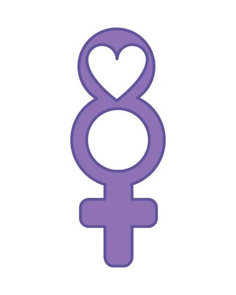 Signo de mujeres de color dúo con decoración de corazón y círculo — Vector de stock