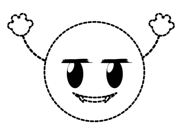Forma punteada vampiro emoji expresión de la cara con brazos — Vector de stock