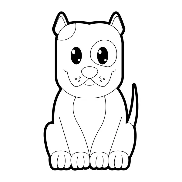 Контур счастливая собака милый персонаж животного — стоковый вектор