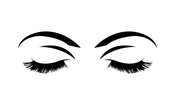 Kadın kapalı gözlerle kirpik ve kaşların — Stok Vektör
