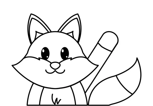 Linie fox roztomilé zvíře s rukou nahoru — Stockový vektor