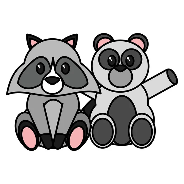 Raccoon and bear cartoon design — Stock Vector