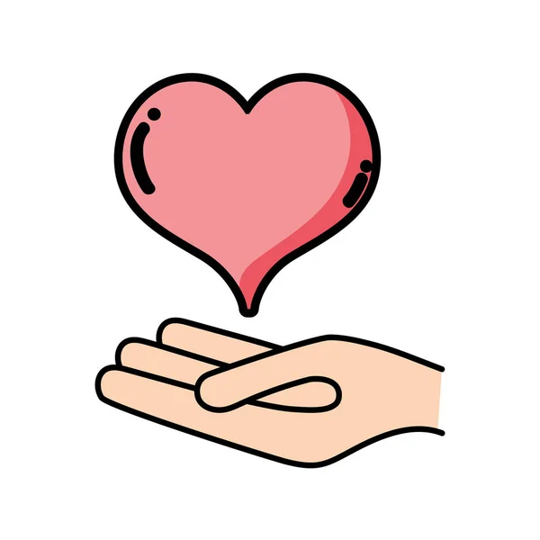 Hand met hart love symbool van passie — Stockvector