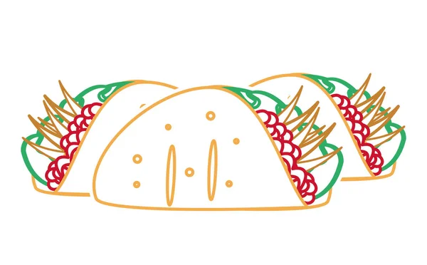 Burrito Med Mexikansk Mat Och Traditionell Mat Tema Isolerade Design — Stock vektor