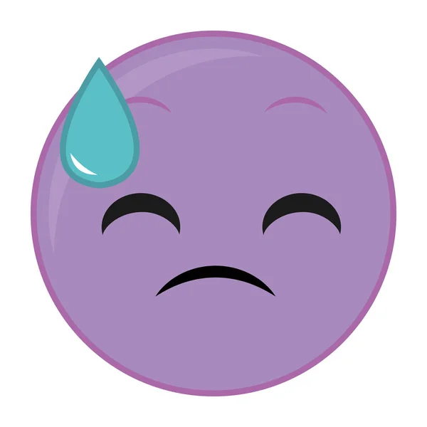 紫色の表情・ ジェスチャー ・絵文字の発汗 — ストックベクタ