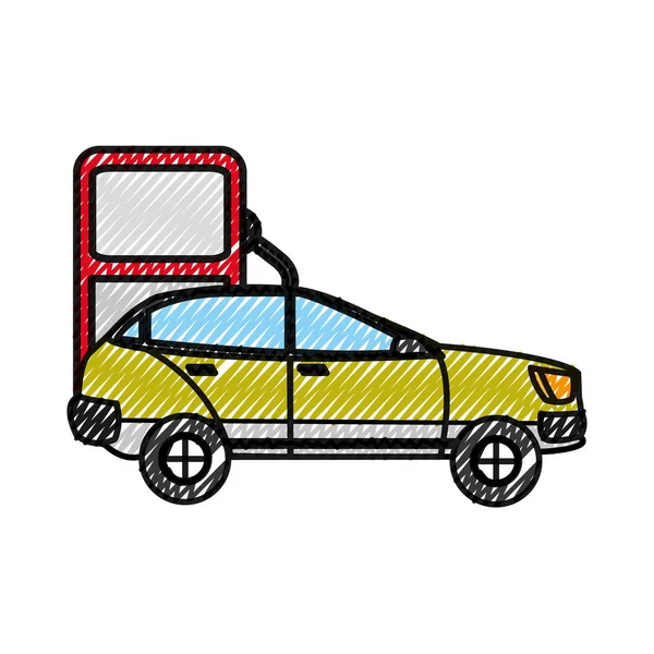 Transporte rallado de automóviles en la gasolinera combustible — Vector de stock