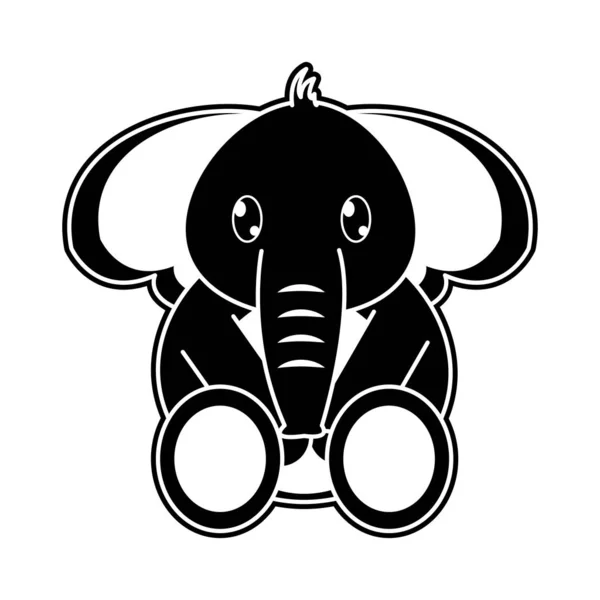 Silhuet elefant sød vilde dyr karakter – Stock-vektor