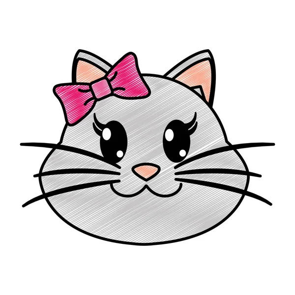 Tête de chat femelle râpée animal mignon — Image vectorielle