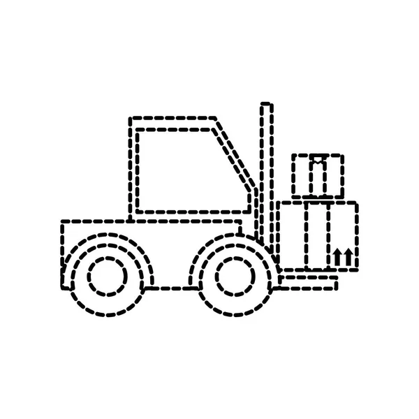 Transporte de empilhadeira de forma pontilhada com caixas de serviço de pacote —  Vetores de Stock