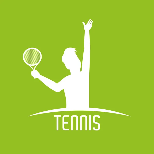 Silhouette Mann mit Schläger zum Tennisspielen — Stockvektor
