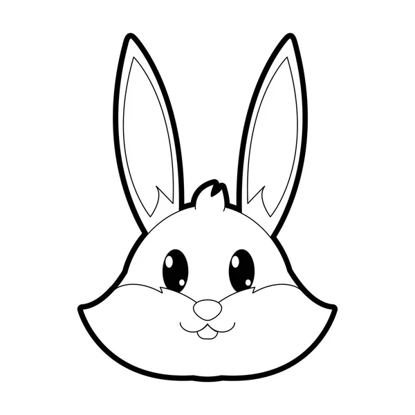 Контурна голова кролика милий характер тварини — стоковий вектор