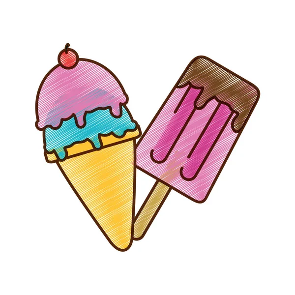 甘いものやデザート食品テーマ分離デザイン ベクトル イラスト アイスクリーム — ストックベクタ