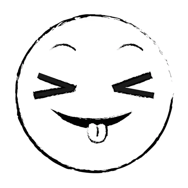 Grunge brincando rosto gesto emoji expressão — Vetor de Stock