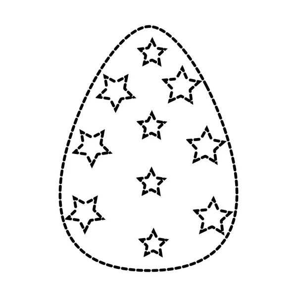 Forma punteggiata uovo pasqua con stelle decorazione a celebrazione — Vettoriale Stock