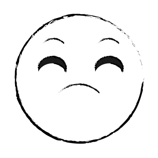 Grunge csalódott arc gesztus emoji kifejezés — Stock Vector