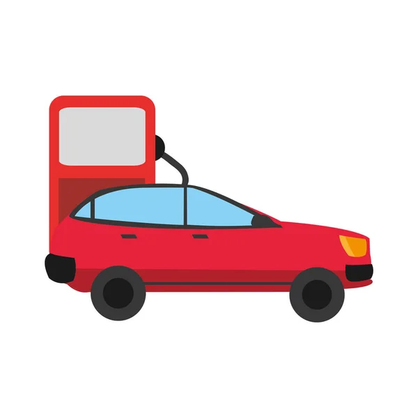 Color sombra coche transporte en la gasolinera combustible — Vector de stock