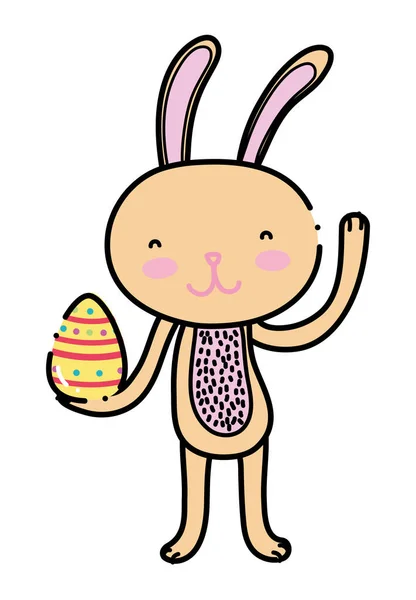 Kolor szczęśliwy królik zwierzę z jajko wielkanocne — Wektor stockowy