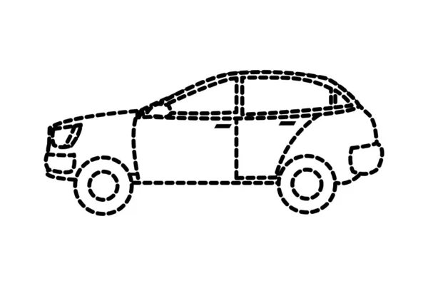 Forme pointillée transport automobile avec toit et style moder — Image vectorielle