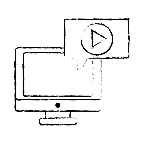 Grunge-Bildschirm Computer und Video mit Chat-Blase — Stockvektor