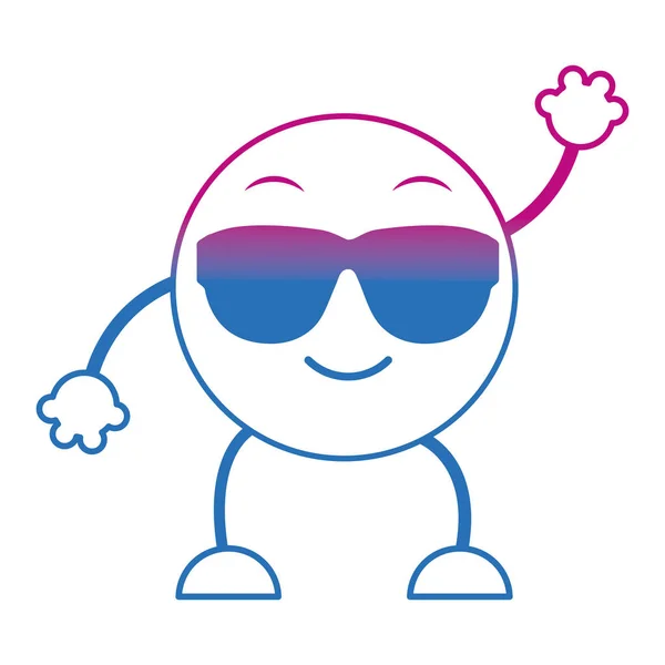 Cooler Emoji-Ausdruck mit Armen und Beinen — Stockvektor