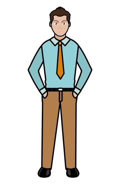 Linie Farbe eleganter Mann mit Hemd und Hose Design — Stockvektor