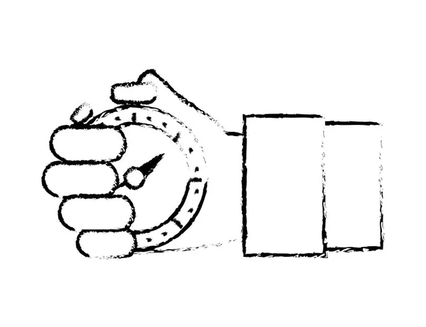 크로 노 미터 시간 개체와 그런 지 손으로 사람 — 스톡 벡터