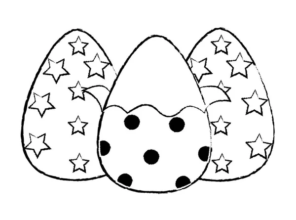 Гранж шоколадные яйца дизайн пасхальные украшения — стоковый вектор