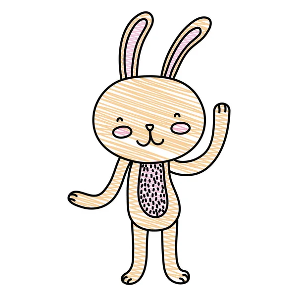 Ralado feliz coelho desenho animado bonito animal — Vetor de Stock