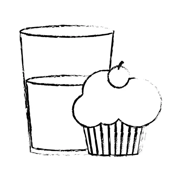 Cupcake Milk Dessert Sweet Bakery Theme Isolated Design Vector Illustration — Stock Vector