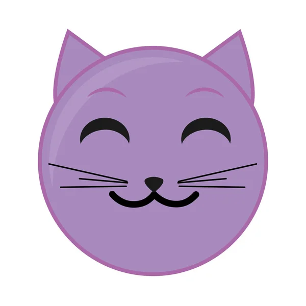 Lila Lächeln Katze Gesicht emoji Ausdruck — Stockvektor