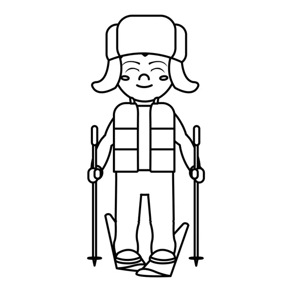 Niño con diseño de esquís — Archivo Imágenes Vectoriales