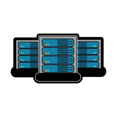 Veri Merkezi barındırma web ve Tema izole tasarım vektör çizim temel