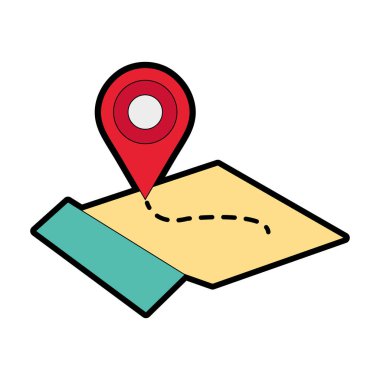 tam renkli Coğrafya global harita konumu simgesiyle